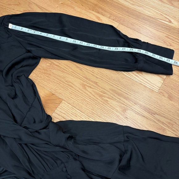 Banana Republic Silky Wrap Lapel Black Maxi Wrap Dress - Picture 12 of 14
